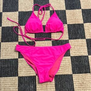 Vibrant Pink Bikini Set with coverup